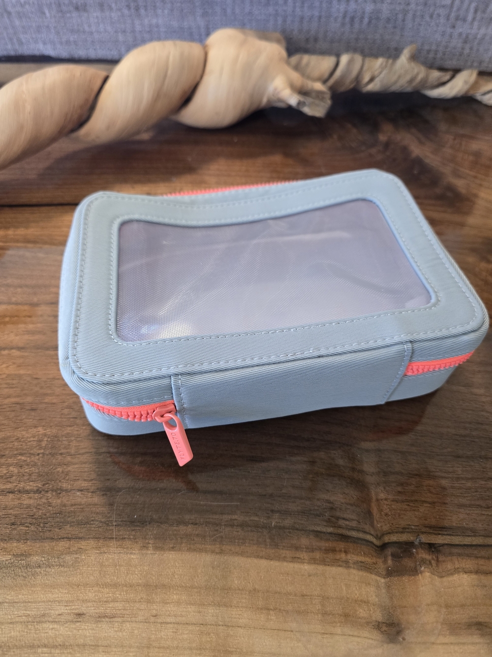FLYTE.70 Cosmetic Case - Grey with Coral Zipper